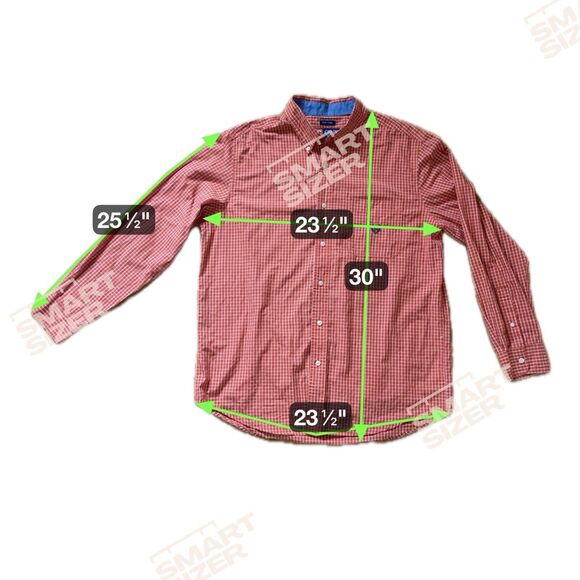 Chaps Easy Care Men’s Orange White Plaid Long Sleeve Button Up Shirt Size L - Picture 7 of 7